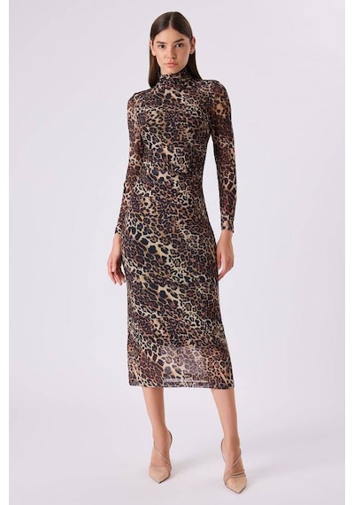 Fever Leopar Desenli Tül Kadın Elbise 342116009 Leopar
