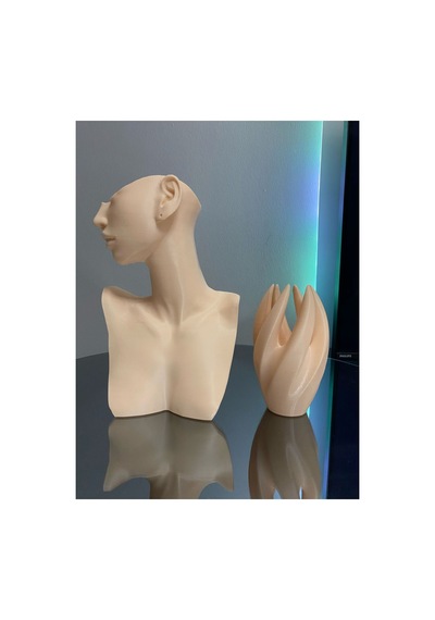 21cm 2'li Set Ten Renk Dekoratif Takı Organizer Mankeni Standı Set Şık Makyaj Mücevher Kolye Sergi Ten Rengi