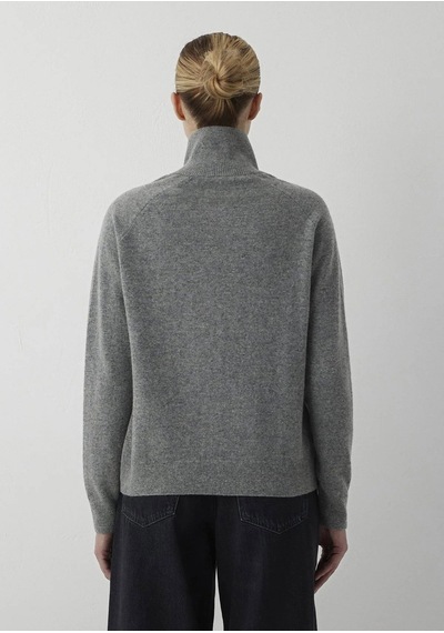 Mavi Yuvarlak Yaka Kazak Mid Grey Melange Gri