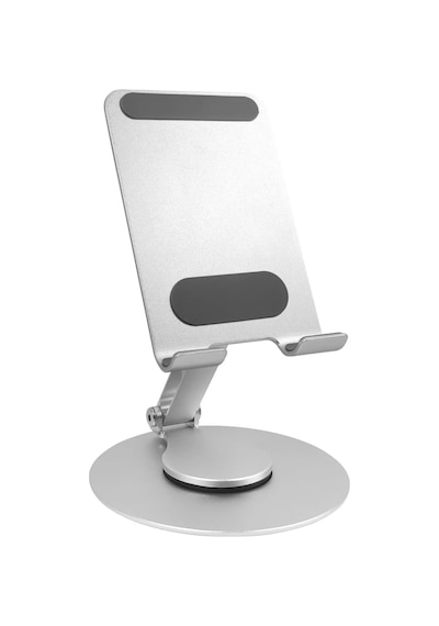 Fiigo Telefon Standı Katlanabilir Çok Fonksiyonlu 360 Derece Dönebilen Metal Silver