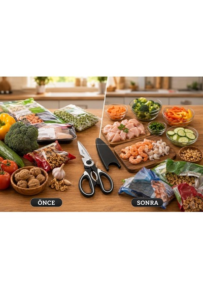 Proalet Çok Amaçlı Mutfak Makası, 21 Cm, Paslanmaz Çelik, Keskin,