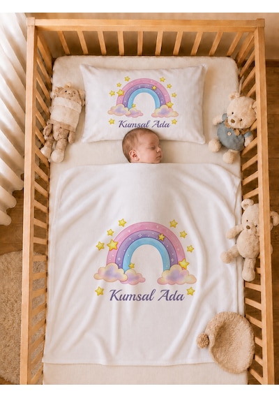 Pia Baby İsme Özel Kız Bebek Hastane Çıkışı 12 Parça %100 Pamuk Organik Baskılı Kese Hediyeli Set 107511k0x Ekru