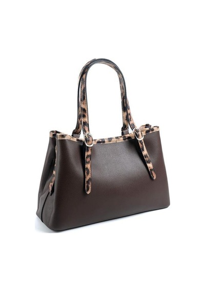 Silver Polo Sp1252 Kadın El Çantası Düz Kahve-leopar Taba