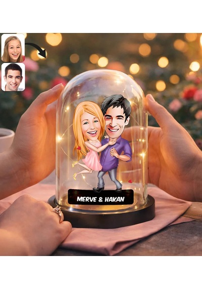 Bk Gift Kişiye Özel Sevgiliye Karikatürlü Led Işıklı Cam Fanus Biblo -11, Romantik Hediye, Ev Hediyesi, Sevgiliye Hediye Kobitmeyencom36860 Bk Gift