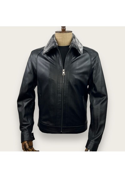 Always Leather Derimont's Hakiki Deri Siyah Düz Cepli Erkek Deri Mont 1803340004 Siyah