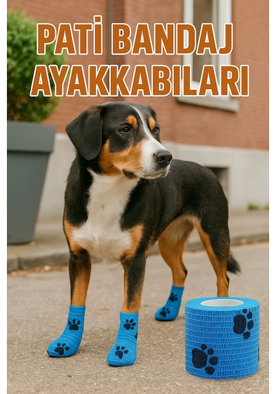 Pati Bandajı Ayakkabı Köpek Ve Kedi İçin Tüy Dostu Su Geçirmez Kendinden Yapışan Bandaj
