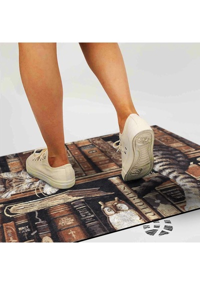 Tasarımlı Dekoratif Kapı Önü Paspas, Dış Mekan/ev İçi/banyo/mutfak/yatak Odası/giriş Paspasları Uykucu Kedi Çok Renkli