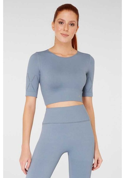 Jerf Naples Kısa Kol Crop Top Econyl Stone Taş