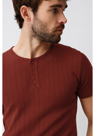 Antioch Dokulu Erkek Triko T-shirt Kırmızı