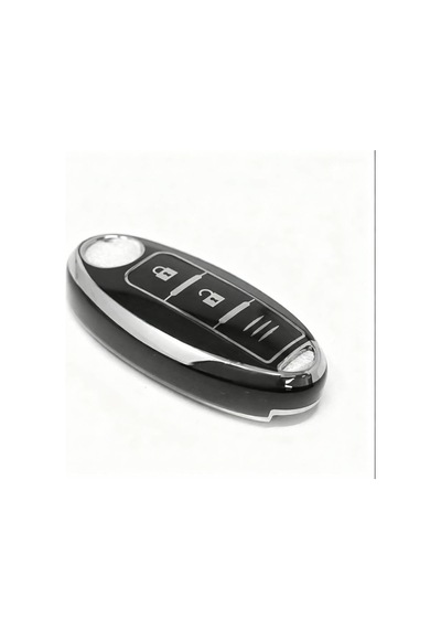 Autohan Keys Lüx Nissan Qashqai X-trail İçin 3 Buton Akıllı Nano Anahtar Kılıfı, Siyah Gümüş, P Standart