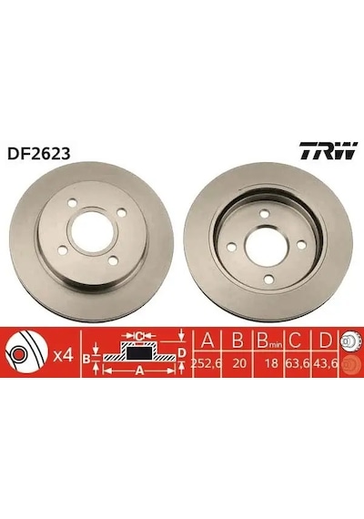 Ford Mondeo 1 Arka Fren Diski 1993-1996 Trw Df2623 2adettir