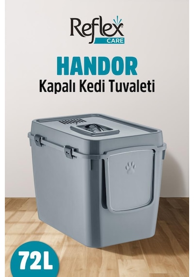 Reflex Care Handor Kapalı Kedi Tuvaleti Gri 57,5 X 43,5 X 39 Cm