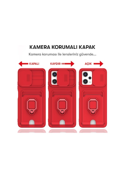 Xiaomi Redmi Note 12 Pro 5G Kılıf Zuma Kamera Sürgülü Kartvizitli İpli Silikon Kılıf
