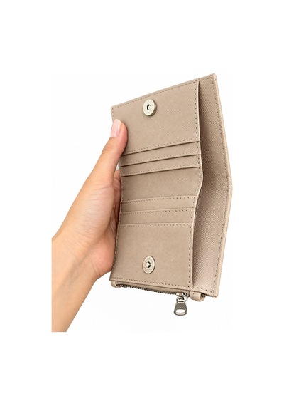 Sanmorris Unisex Fermuarlı Kartlık Çok Gözlü Kompakt Cüzdan S-2006 Kum Mat