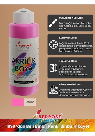Red Rose Pembe Akrilik Boya 120 ML