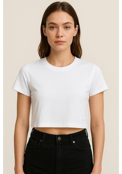 Kadın 4'lü Paket Oversize Crop Tişört %100 Pamuk Bisiklet Yaka T-shirt Beyaz