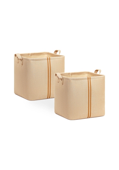 Ocean Home Textile 2'li Çocuk Odası Jüt Keten Kumaş Sepet Set 30 x 30 x 30 cm