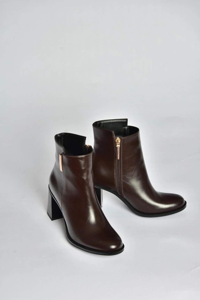 Fox Shoes V518103109 Kahverengi Kalın Topuklu Kadın Bot Kahverengi-suni Deri