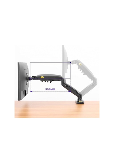 Omniax Nb-f80 Monitör Kolu, Gaz Yaylı Amortisör Sistemi, 17-30 İnç Uyumlu, 2-9 Kg Taşıma Kapasitesi, Masa Tipi Mo