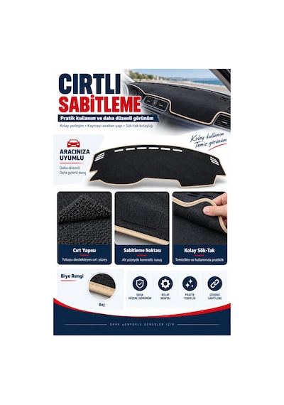 Trobus Seat İbiza 2008-2017 3d Torpido Koruma Kılıfı - Bej Biye