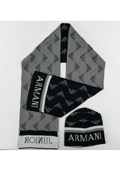Armani Jeans Erkek Çocuk Atkı Bere Armani Junıor Kırık Beyaz
