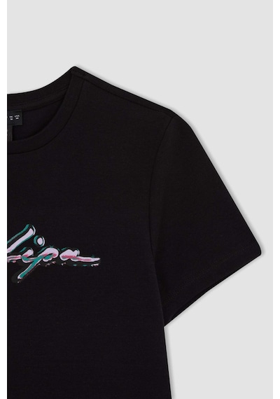 Defacto Coool Dua Lipa Fitted Ribana Kısa Kollu Tişört B2971AX23HSBK81 Siyah