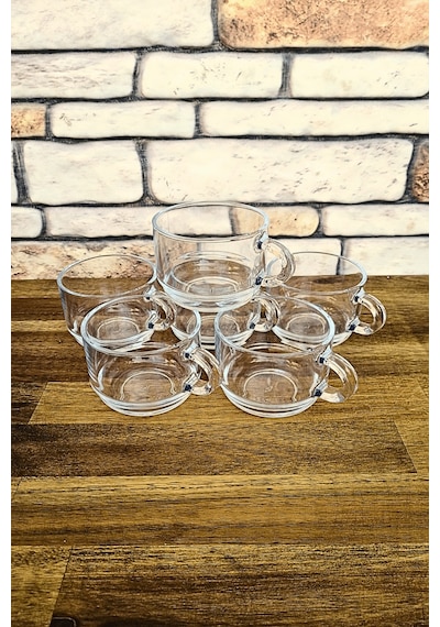 Saplı Çay Bardağı- Nescafe Bardağı-kahve Bardağı-6 Adet - 270 Cc