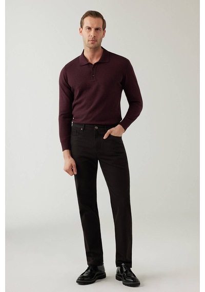 Erkek Siyah Regular Fit Üst Cep Kanvas Pantolon
