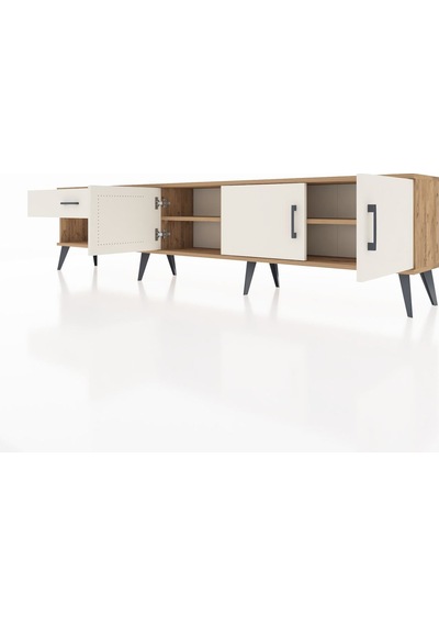 Arges Tv Ünitesi 2 Raflı Tek Çekmeceli 3 Kapaklı 220x30x51 Çam-aytaşı Aytası/aytası - Atlas Çam