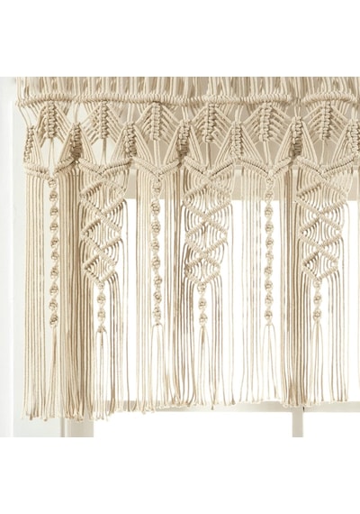 Boho Makrame Dokulu Pamuk Saçak/mutfak Perdesi/duvar Dekoru, 50,8 Cm U X 127 Cm G, Nötr Çok Renkli