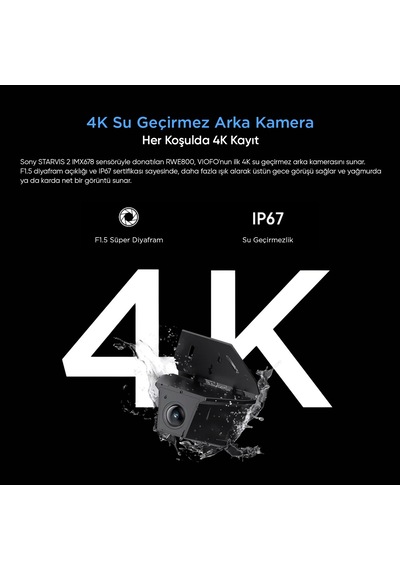 Viofo Rwe800 A229 Ultra Uyumlu 4k Ultra Hd Ip67 Su Geçirmez Dış Arka Kamera
