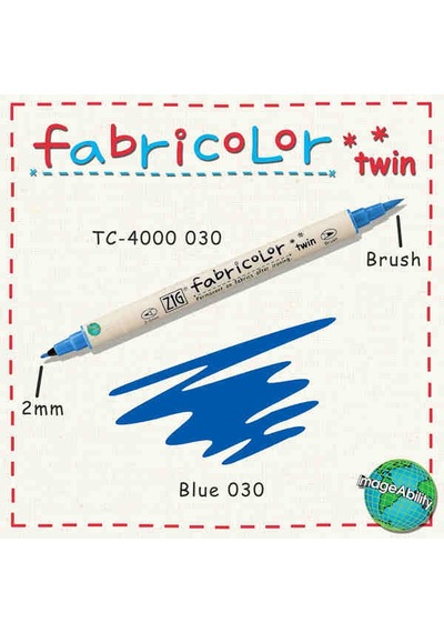 Zig Fabricolor Twin Çift Uçlu Kumaş Boyama Kalemi Blue