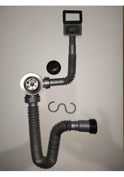 Donau Küvetten Taşmalı (Yan) Körüklü Evye Sifonu 40 Mm Gri
