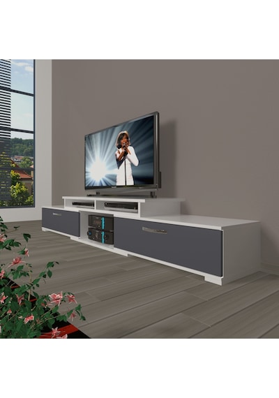 Decoraktiv Flex 130 Mdf Tv Ünitesi Tv Sehpası Beyaz - Antrasit