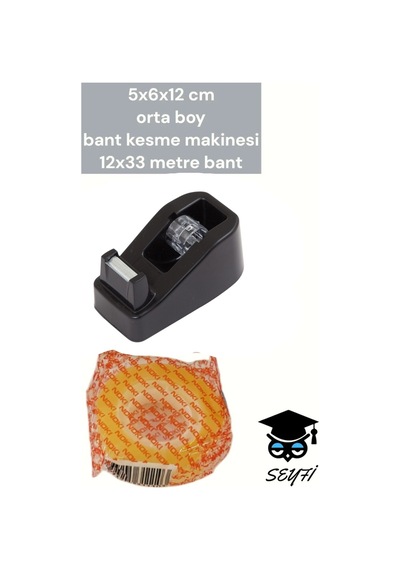 5x6x12 Cm Orta Boy Bant Kesme Makinesi 12x33 Metre Bant Siyah Diğer