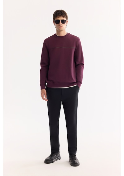 Avva Erkek Bordo Bisiklet Yaka Pamuklu Bi-stretch Baskılı Regular Fit Sweatshirt A52y1325