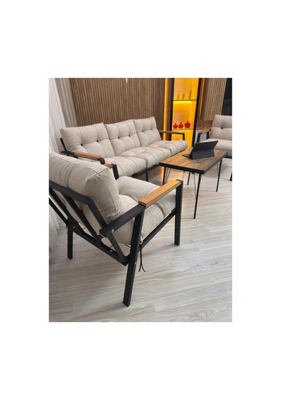 Houseart Balkon, Bahçe,teras,cafe - Salon - Metal Kanepe Koltuk Takımı - 3 1 1 Sehpa Krem Houseart Balkon, Bahçe,teras,cafe - Salon - Metal Kanepe Koltuk Takımı - 3 1 1 Sehpa Krem