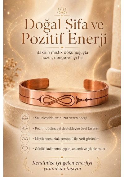 Bakır Sonsuzluk Bileklik Kadın Erkek El İşlemeli Otantik Takı Çok Renkli