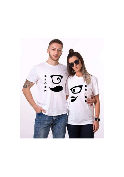 Tshirthane Bride Groom Sevgili Kombinleri Tshirt Kombini (528222462) Beyaz