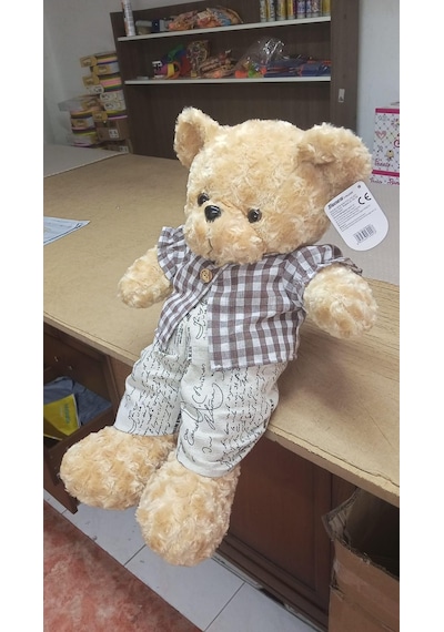 Oyuncak Kıyafetli Peluş Erkek Ayı Uyku Arkadaşım 60 Cm Pelüş Çok Renkli