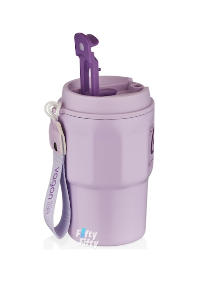 Vagonlife 2'li Çelik Termos-kahve Bardağı Seti 750ml Çift Kullanım Termos//450ml Mug Kahve Bardağı Lacivert - Mor
