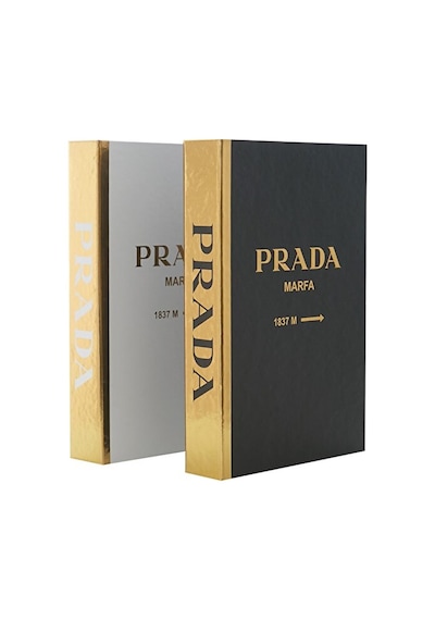 2'li Prada Byaz&siyah Gold Dekoratif Kitap Kutu
