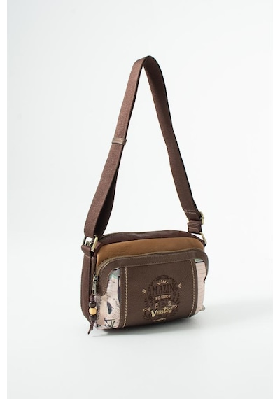 Baginn Retro Amazing Ventis Kadın Postacı Çanta 27 18 Cm Suni Deri Omuz Çantası Çok Cepli Vegan Deri Kahverengi