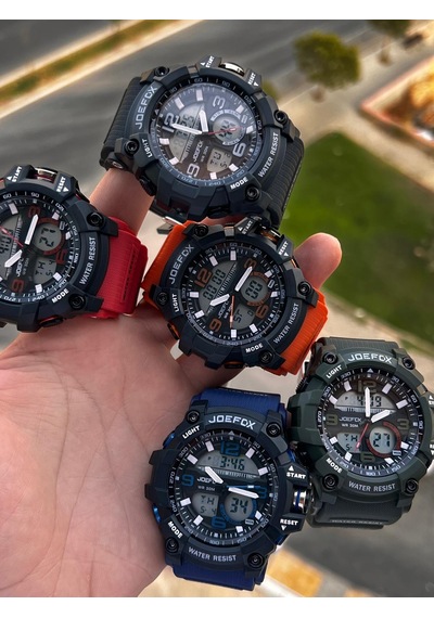 Joefox Digital Ve Analog 2 Yıl Garantili Kronmetre+takvim+alarm+aydınlatma Erkek Kol Saati Joe.bk02 Siyah