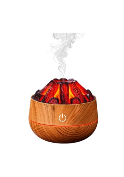 Şömine Tasarımlı Usb Lı Led Aydınlatmalı Hava Nemlendirici,aromaterapik Hava Difüzörü,buhurdanlık,,sis Spreyli Gece Lambası, 300 Ml 10x10x10,3cm Açık Kahverengi