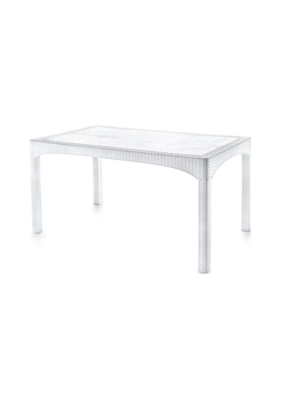 Omnipazar Omnipazar Sy-2587 Beyaz Rattan Dikdörtgen Kapalı Masa 44177 Beyaz