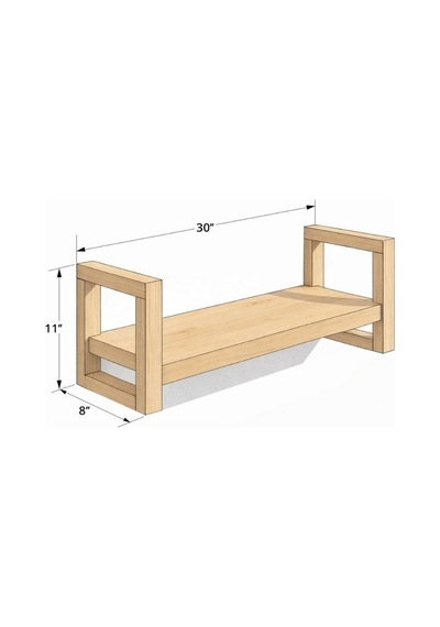 Doğal Masif Ahşap Kitaplık Ve Dekoratif Duvar Rafı - 30x8x11 Cm Modern Tasarım Bej