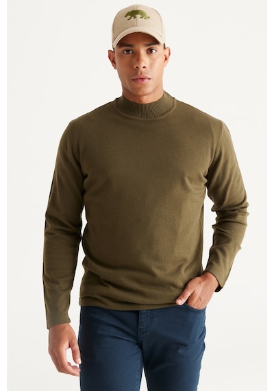 AC&Co / Altınyıldız Classics Erkek Haki Tüylenme Yapmayan Standart Fit Normal Kesim Yarım Balıkçı Yaka Triko Kazak Haki AC&Co / Altınyıldız Classics Erkek Haki Tüylenme Yapmayan Standart Fit Normal Kesim Yarım Balıkçı Yaka Triko Kazak Haki