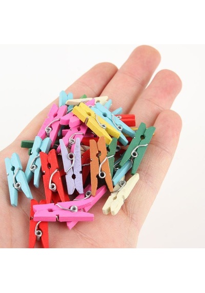 Renkli Mini Ahşap Mandal 100 Adet