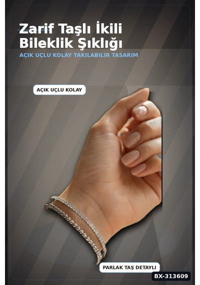 Bay Çiçek Mühürlü 20 Cm Gümüş Dorika Bileklik - Zirkon Taşlı Kadın Pirinç Takısı Bx-313609 Najmaddin Standart